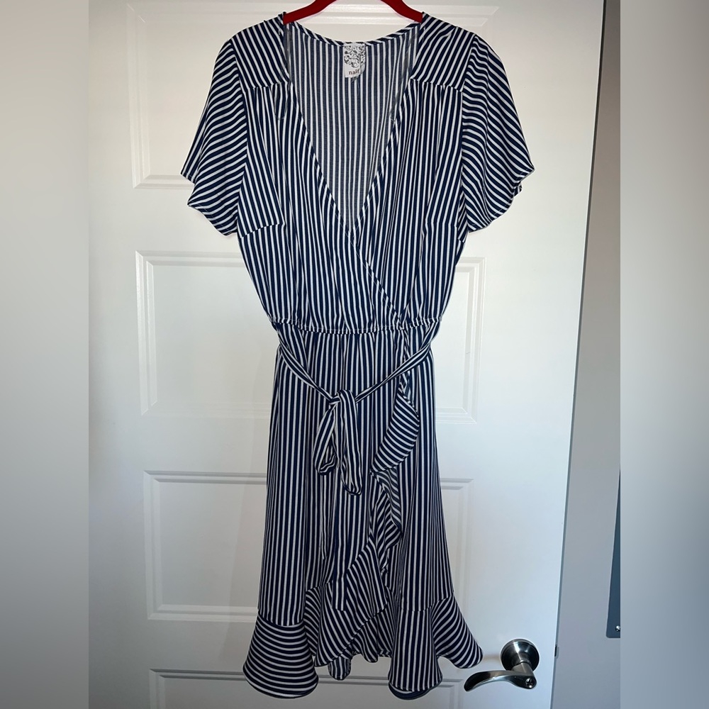 Navy Blue and White striped dress